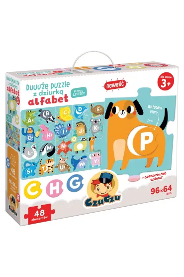 Duuu�e puzzle z dziurk� 48 el. Alfabet Bright Junior Media