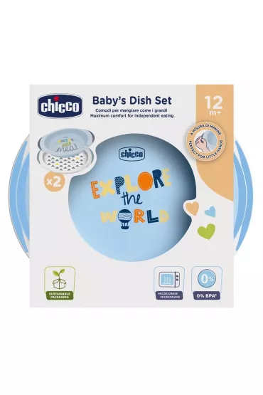 Chicco Zestaw dw�ch talerzy 12m+ niebieski