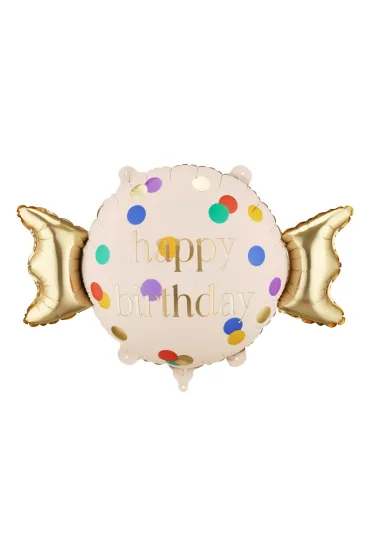PartyDeco Balon foliowy Cukierek Happy Birthday, 61x37 cm, mix  1 op. / 1 szt.