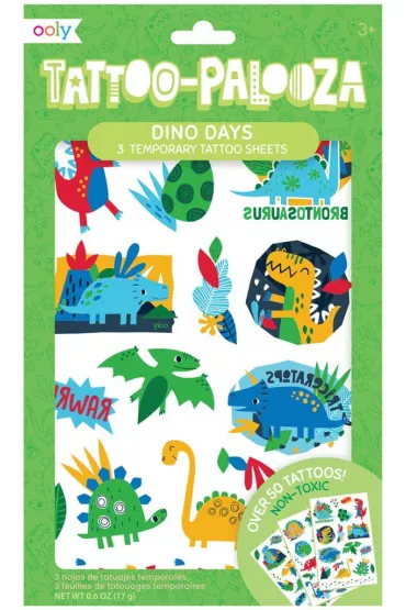 Tatua�e zmywalne Tattoo Palooza - Dinozaury Kolorowe Baloniki