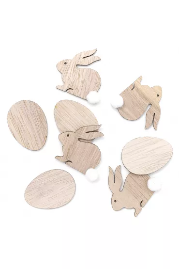 dpCraft Kr�liczki i jajka drewniane - naturalne 4 cm