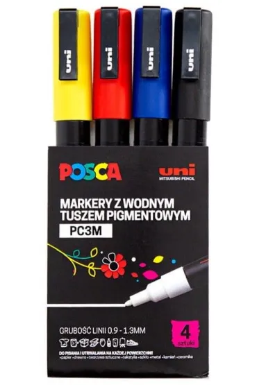 Uni Mitsubishi Pencil Markery plakatowe PC-3M 4 szt.