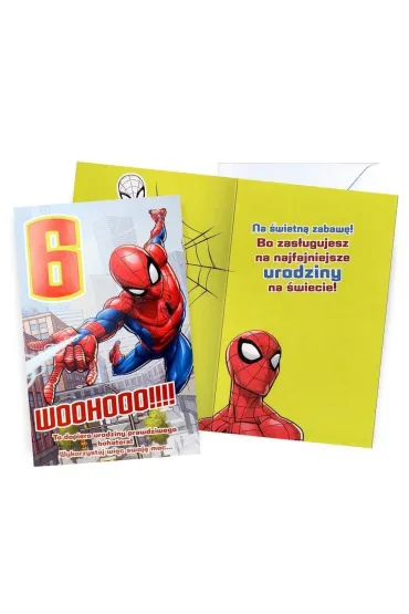 Kukartka Karnet Disney 6 Urodziny Spider Man (11,5x18cm) DHS-008