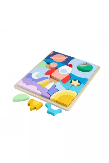 Fisher-Price. Drewniane puzzle kosmos Mattel