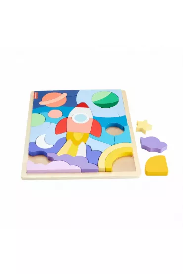 Fisher-Price. Drewniane puzzle kosmos Mattel