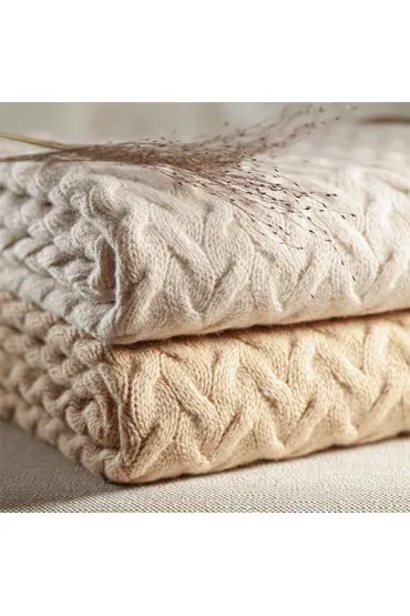 Kocyk z we�ny merino ciemny be�