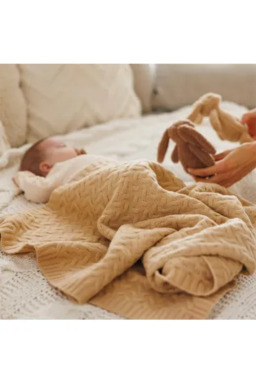 Kocyk z we�ny merino ciemny be�
