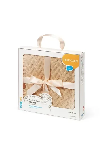 Kocyk z we�ny merino ciemny be�
