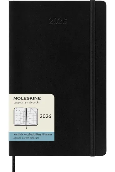 Kalendarz 2026 12M Moleskine L mi�kka oprawa czarny 13x21cm