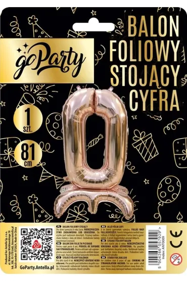 GoParty Balon foliowy stoj�cy 0 rose gold 81cm