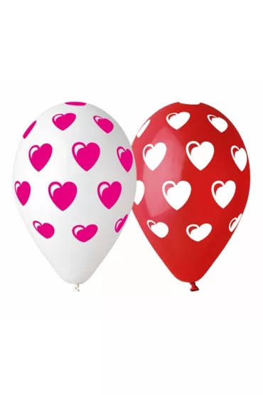 Gemar Balon Premium Serca czerwono-bia�y 12cm