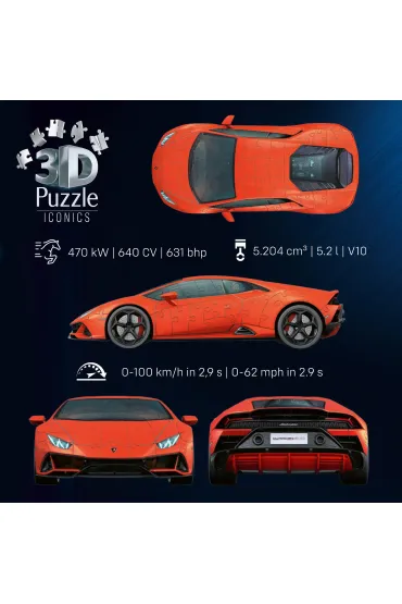 Puzzle 3D Lamborghini Huracn EVO-Arancio Ravensburger