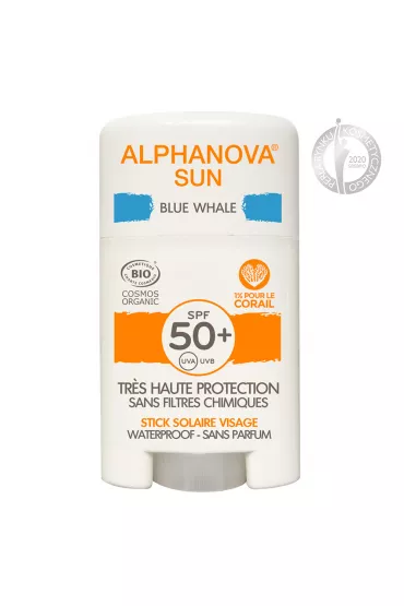 Alphanova Sun Krem z filtrem w sztyfcie do twarzy, SPF 50+, Blue Whale 12 g