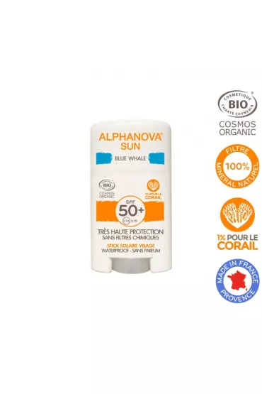 Alphanova Sun Krem z filtrem w sztyfcie do twarzy, SPF 50+, Blue Whale 12 g