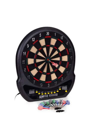 Elektroniczna tarcza do darta gry w rzutki lotki tablica LCD 48 cm 27 gier zestaw 12 rzutek Multistore