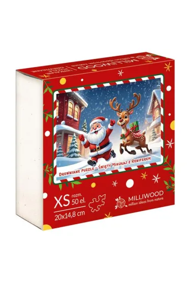 Puzzle 50 drewniane �wi�ty Miko�aj z Reniferem Alexander