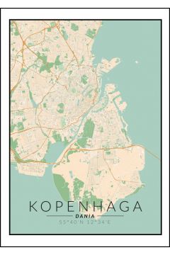 Kopenhaga mapa kolorowa - plakat 42x59,4 cm