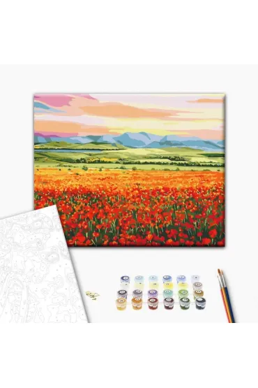 Brushme Malowanie po numerach - Zach�d S�o�ca nad Polem Kwiat�w 40x50cm