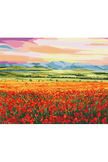 Brushme Malowanie po numerach - Zach�d S�o�ca nad Polem Kwiat�w 40x50cm
