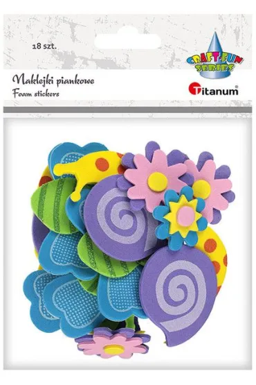 Titanum Naklejki piankowe 3D kwiaty, motyle, �limaki 18 szt.
