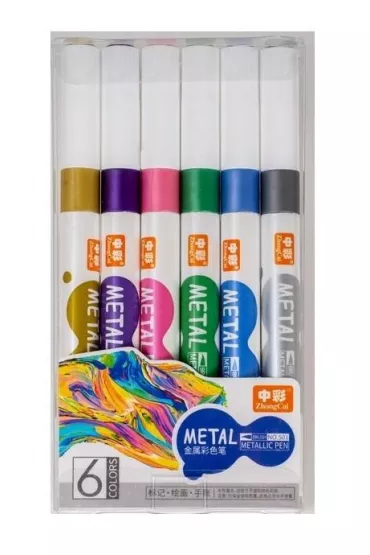 Fandy Marker p�dzelkowy metaliczny 6 kolor�w