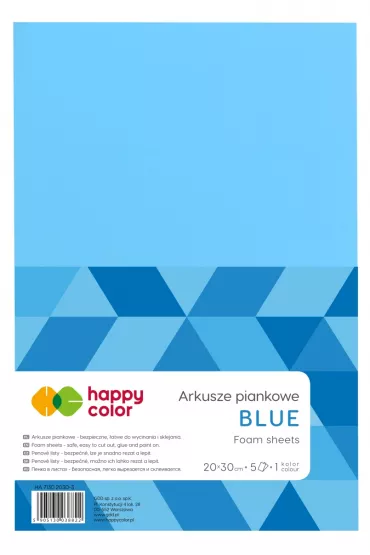 Happy Color Arkusze piankowe, niebieskie, A4, 5 arkuszy 5 szt.