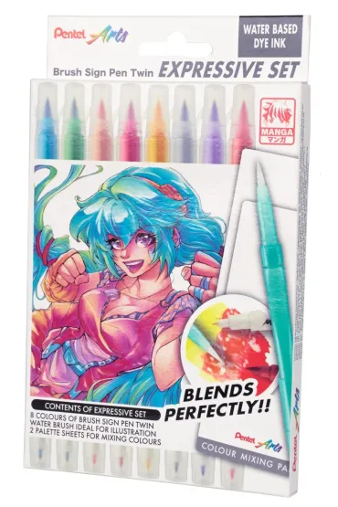 Pentel Pisaki p�dzelkowe Brush SESW30-ST8MGPL 8 kolor�w