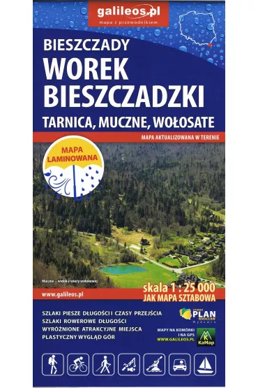 Bieszczady Worek Bieszczadzki Tarnica, Muczne, Wo�osate. Mapa laminowana 1: 25 000