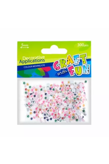 Craft with Fun Ozdoba dekoracyjna kolorowe oczy 5 mm