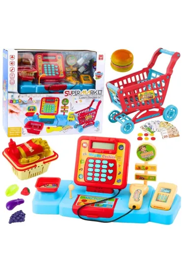 Zestaw sklepowy kasa + koszyk z d�wi�kiem LeanToys