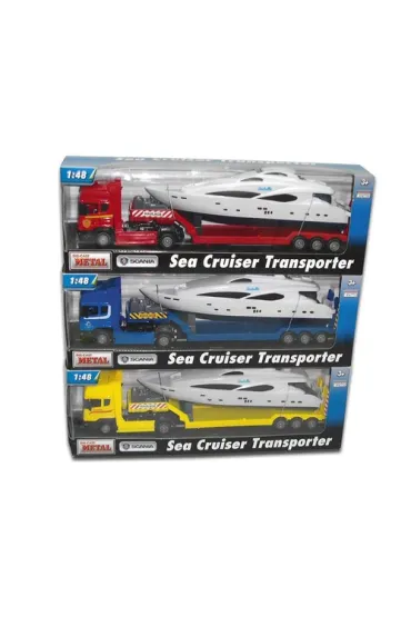 Samoch�d ci�arowy Scania laweta z �odzi� motorow� 1:48 * Teama - Zabawka