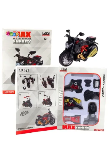 Motocykl do skr�cania metalowy 1:14 czerwony LeanToys