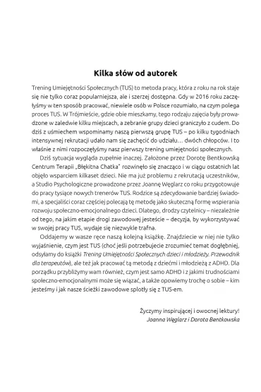 Trening Umiej�tno�ci Spo�ecznych dzieci i m�odzie�y z ADHD Przewodnik dla terapeut�w - Joanna  W�glarz, Dorota  Bentkowska