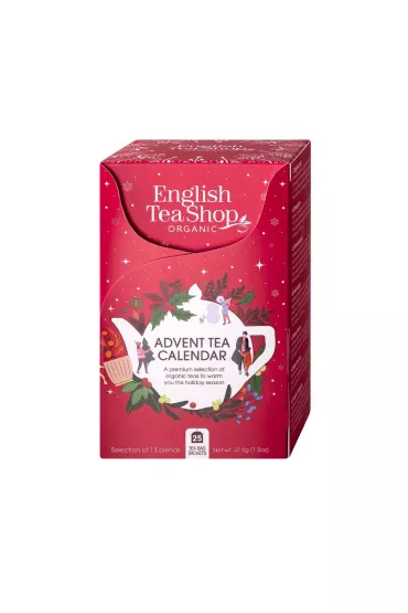 English Tea Shop Czerwony kalendarz adwentowy z herbatami, Advent Calendar 25 x 1.5 g Bio