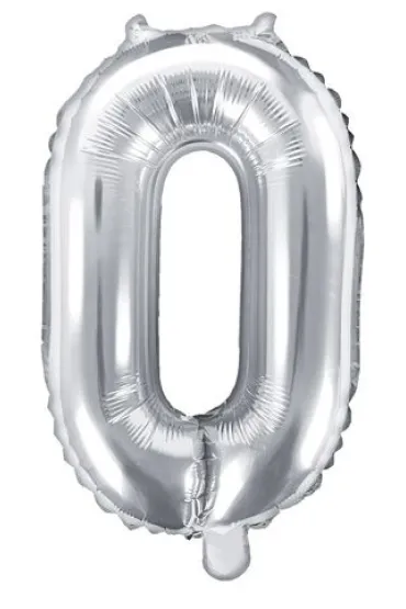 PartyDeco Balon foliowy Cyfra "0", 35cm, srebrny