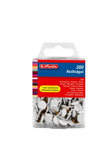 Herlitz Pinezki metalowe bia�e 200 szt.