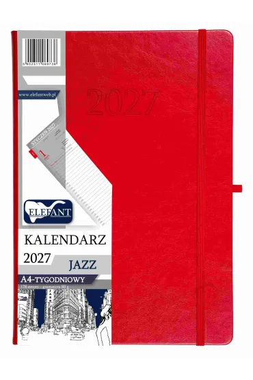 Kalendarz Jazz 2027 A4 tygodniowy czerwony