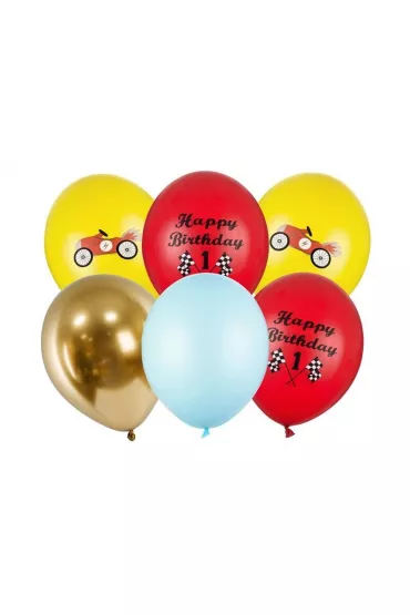 PartyDeco Balony Happy Birthday 30 cm