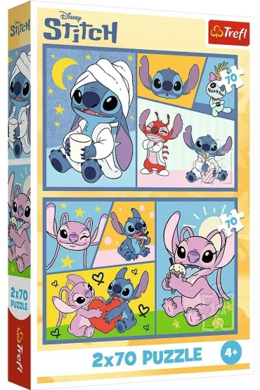 Puzzle 2x70 el. Ze Stitchem nie ma nudy Trefl