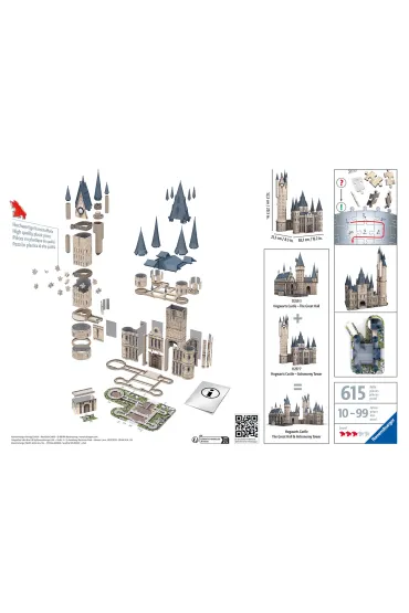 Puzzle 540 el. 3D Budynki: Zamek Hogwarts Wie�a Ravensburger