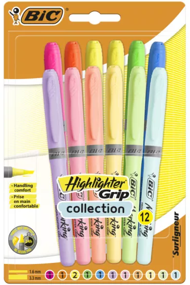 Bic Zakre�lacz Highlighter Grip Pastel 12 szt.