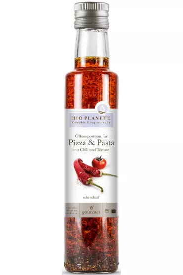 Bio Planete Olej do pizzy i makaronu o smaku chili i pomidora 250 ml Bio