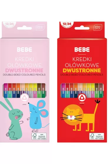 Interdruk Kredki o��wkowe dwustronne BB Kids 24 kolor�w