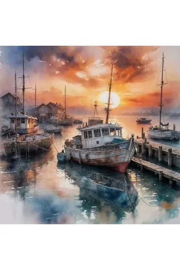 Norimpex Diamentowa mozaika - Statek w porcie wioski rybackiej 30x40cm
