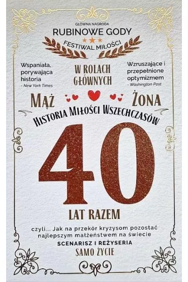Yeku Karnet 40 rocznica �lubu (rubinowa)