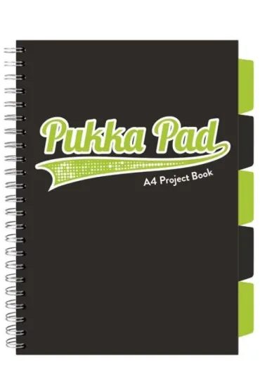 Pukka Pad Project Book A4 Black & Lime Green kratka, 80g 100 kartek