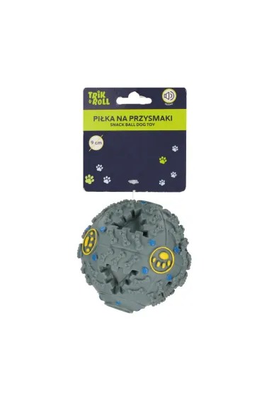 Pi�ka dla psa z d�wi�kiem 9cm na przysmaki popielata TRIK&ROLL 560688