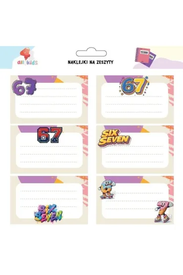 All4Kids Naklejki na szafk� i zeszyt six seven 67 6 szt.
