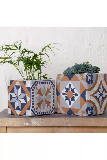 Esschert Design Betonowa doniczka Azulejos 13cm