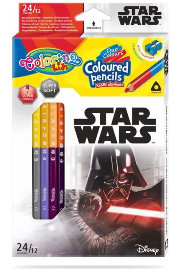 Patio Kredki o��wkowe tr�jk�tne Colorino Kids + temper�wka Star Wars 24 kolor�w